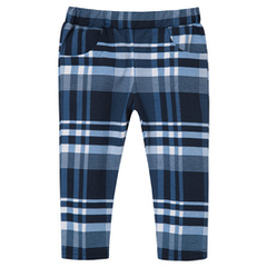 Spodnie bawełniane w kratę granatowe