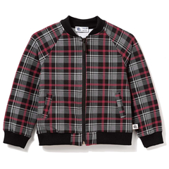 Bluza chłopięca bomberka w kratę, szaro-czerwona