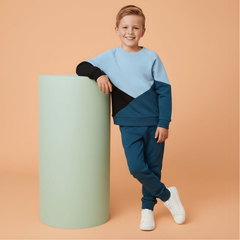 Bluza bawełniana geometryczna, niebiesko-czarna