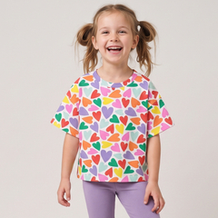 T-shirt oversize dla dziewczynki Kolorowe serca