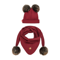 Zestaw czapka i chusta Mija, amarantowy