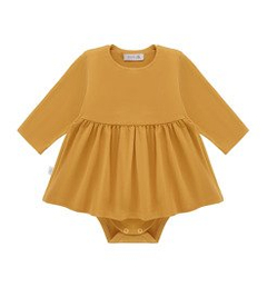 Body z sukienką musztardowe