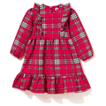 Czerwona sukienka dziewczęca w kratę z falbankami