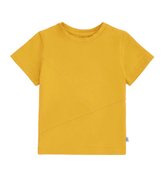 T-shirt z przeszyciami musztardowy