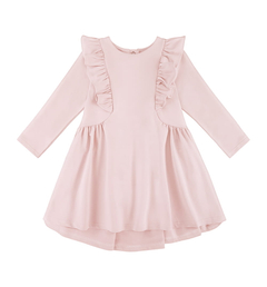 Sukienka dziewczęca pudrowy róż, ze skrzydełkami