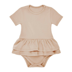 Body z baskinką beżowe, krótki rękaw