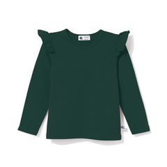 Bluzka bawełniana z falbanką butelkowa zieleń