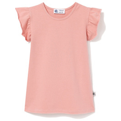 Bluzka bawełniana bez rękawa z falbanką Wings, brudny róż