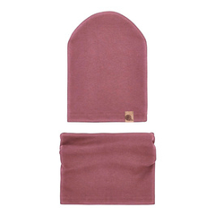 Zestaw bawełniany czapka i komin, marsala