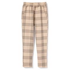 Spodnie bawełniane niemowlęce, beżowe w kratę