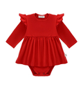 Body z sukienką czerwone falbanka