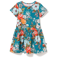 Bawełniana sukienka Sansa Turkusowe kwiaty