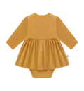 Body z sukienką musztardowe