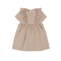 Sukienka ze skrzydełkami beżowa, krótki rękaw