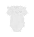 Body białe z falbanką, krótki rękaw 