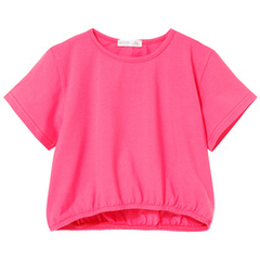 Krótki t-shirt dziewczęcy koralowy