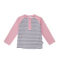Bluzka w paski z guzikami, różowa