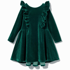 Sukienka welurowa z falbanką zielona