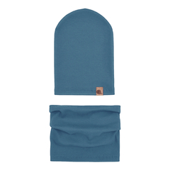 Zestaw bawełniany czapka i komin, jeans