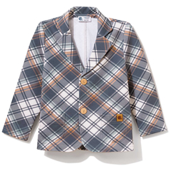 Marynarka chłopięca w kratę, niebiesko-beżowa