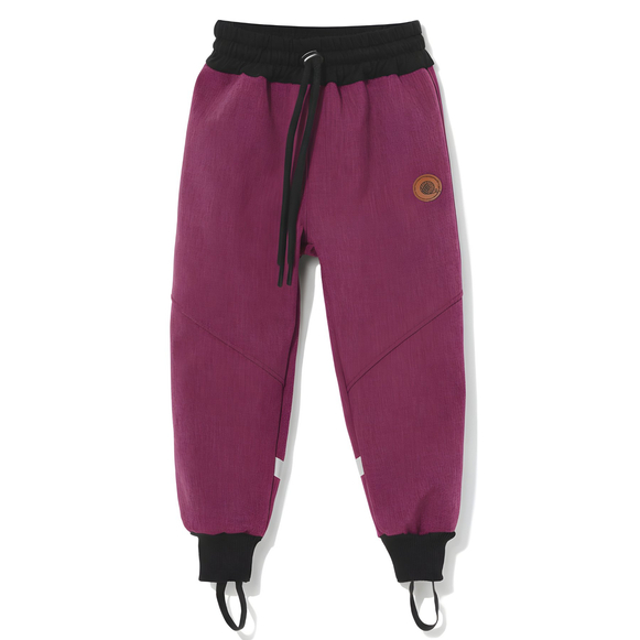 Spodnie softshell z odblaskami, magenta melanż