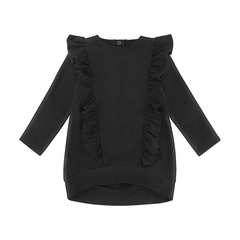 Bluzotunika z falbankami czarna