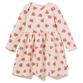 Sukienka dziewczęca bawełniana z zakładką, w serduszka