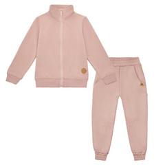 Różowy dres z bluzą ze stójką