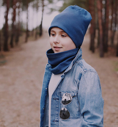 Zestaw czapka i komin Alan, jeans