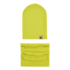 Zestaw bawełniany czapka i komin, limonkowy