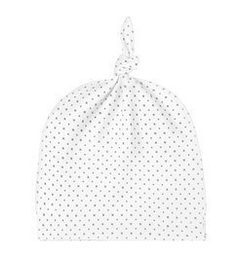 Czapka biała w kropeczki