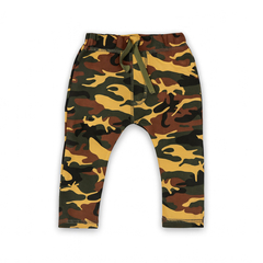 Bawełniane spodnie musztardowe moro