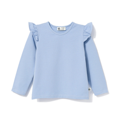 Bluzka bawełniana z falbanką niebieska