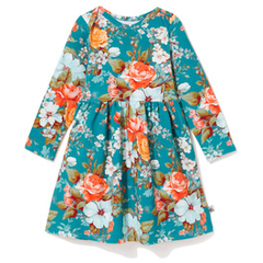 Sukienka bawełniana z zakładką Turkusowe kwiaty