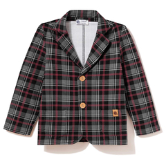 Marynarka chłopięca w kratę, szaro-czerwona