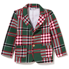 Marynarka chłopięca w kratę, zielono-czerwona