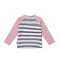 Bluzka w paski z guzikami, różowa