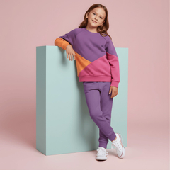 Bluza bawełniana geometryczna, śliwkowo-różowa