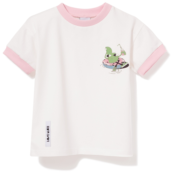 T-shirt dziewczęcy , śmietankowo-różowy