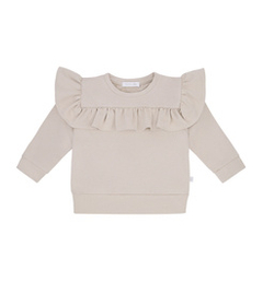 Bluza dresowa z falbanką beżowa