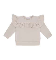 Bluza dresowa z falbanką beżowa