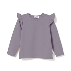 Bluzka bawełniana z falbanką, liliowo-szara