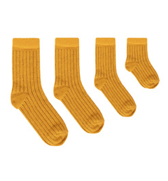 Skarpetki musztardowe w bordowy prążek dla całej rodziny