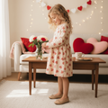 Sukienka dziewczęca bawełniana z zakładką, w serduszka