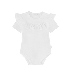 Body białe z falbanką, krótki rękaw
