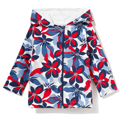 Bluza z kapturem rozpinana w czerwono-niebieskie kwiaty