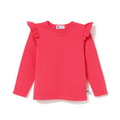 Bluzka bawełniana z falbanką, koralowa