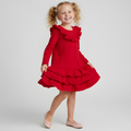 Sukienka dziewczęca z falbankami, czerwona