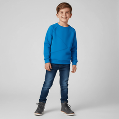 Bluza dresowa ocieplana Basic z przeszyciami chabrowa