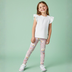 Legginsy dziewczęce bawełniane Pink Roses